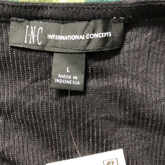 INC International Concepts Women's Ribbed Ruched Top V-Neck Short Sleeve Large - Picture 7 of 9